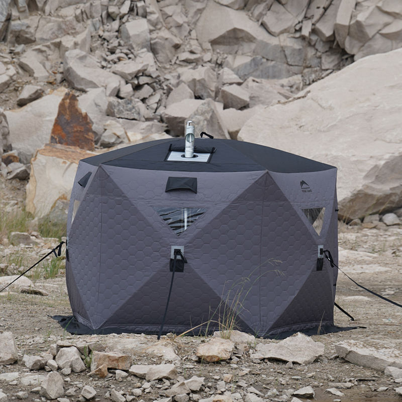 WINTER camping on ICE in a fishing tent