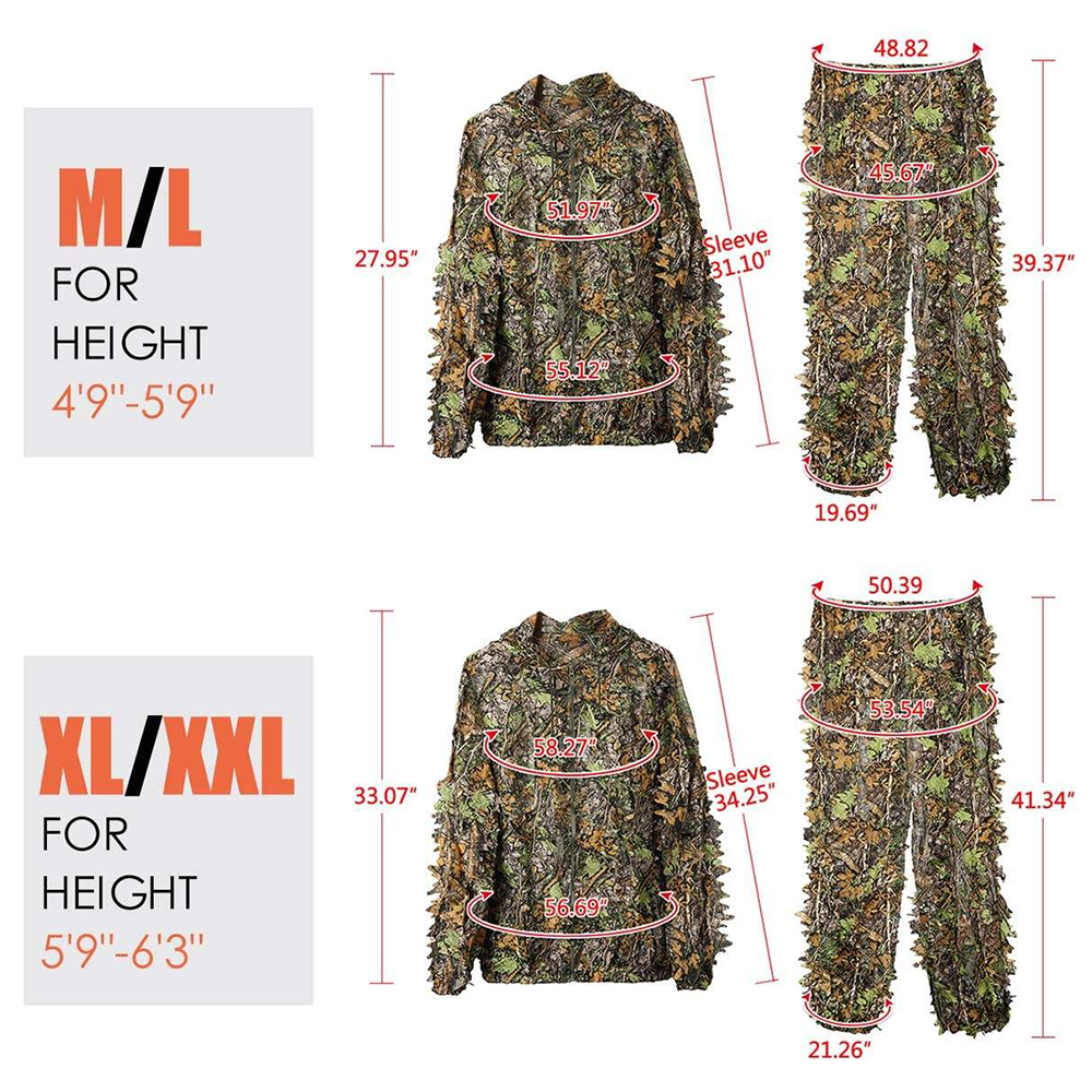 Camo Hunting Suit Camouflage 3D Leaf