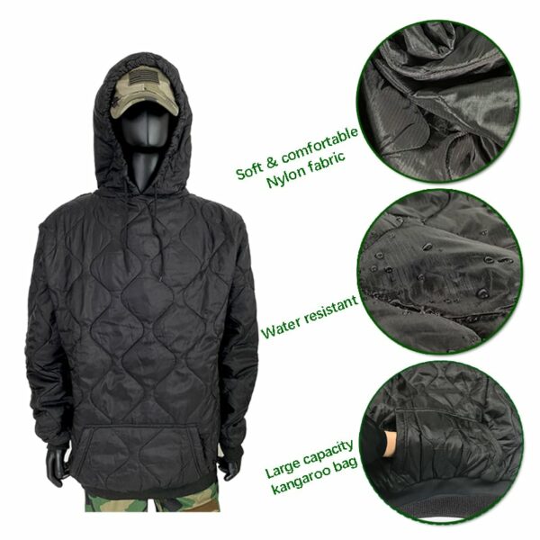 Place of Origin: Jiangsu, China Brand Name: OEM Product Name: Nylon Rip-stop Waterproof Pullover Solid woobie Hoodie Jacket Color: Camouflage, Solid color Usage: Keep warm Season: 3 season Fabric: Nylon rip-stop Net Weight: 500g Size: S-4XL Function: Keep warm Keywords: woobie hoodie, poncho liner MOQ: 50 units