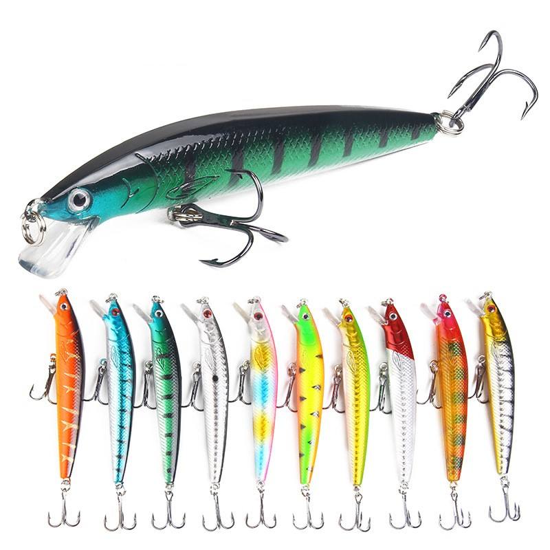 10 Colors Lure Set Hard Fishing Bait Kit Minnow Double Hook Fishing Lure