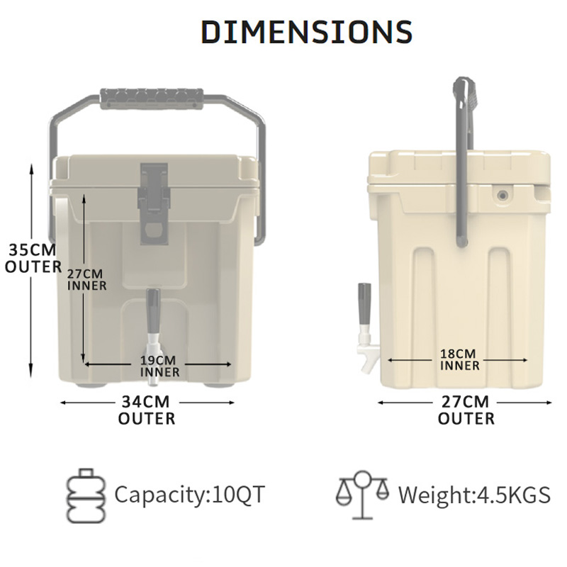 10QT Portable Roto Ice Cooler Box Detail