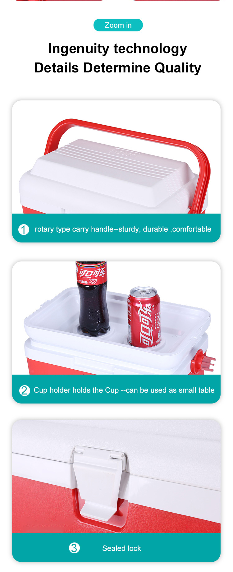 Camping Plastic OEM Ice Chest Cooler Box Detail
