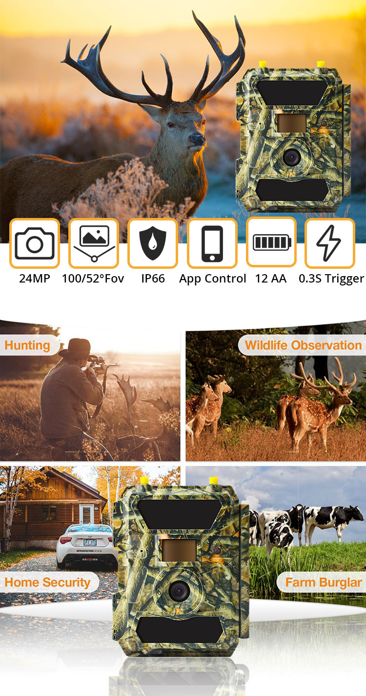 SIM Card Solar Panel Powered Waterproof Gsm Mms 3G Hunting Camera