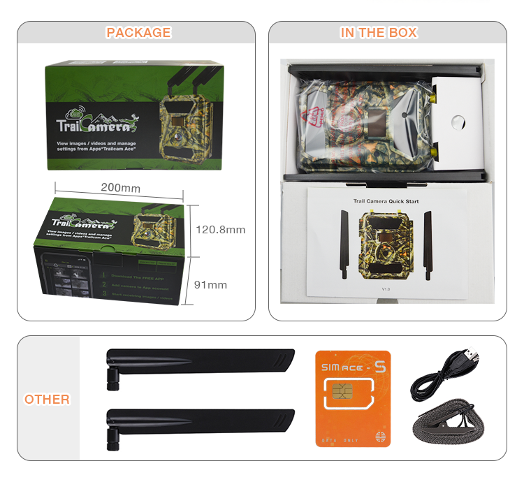 SIM Card Solar Panel Powered Waterproof Gsm Mms 3G Hunting Camera